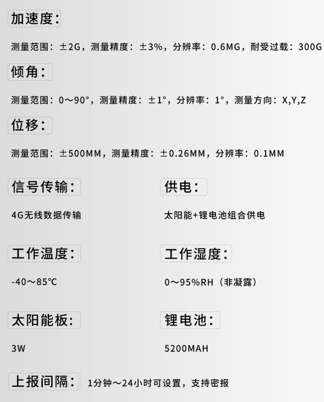 地質災害監測預警系統技術參數